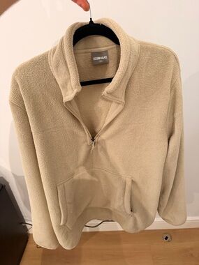 32 Degrees Men's Beige Sherpa Quarter-Zip Pullover